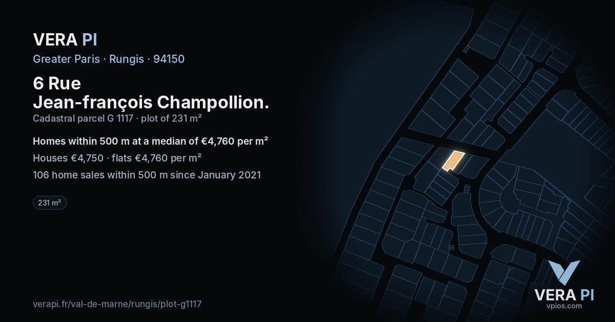 6 Rue Jean-françois Champollion, Rungis at night – the plot lit, the parcels around coloured by the prices near them