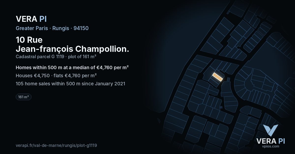 10 Rue Jean-françois Champollion, Rungis at night – the plot lit, the parcels around coloured by the prices near them