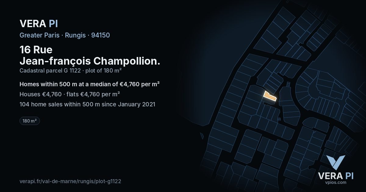 16 Rue Jean-françois Champollion, Rungis at night – the plot lit, the parcels around coloured by the prices near them