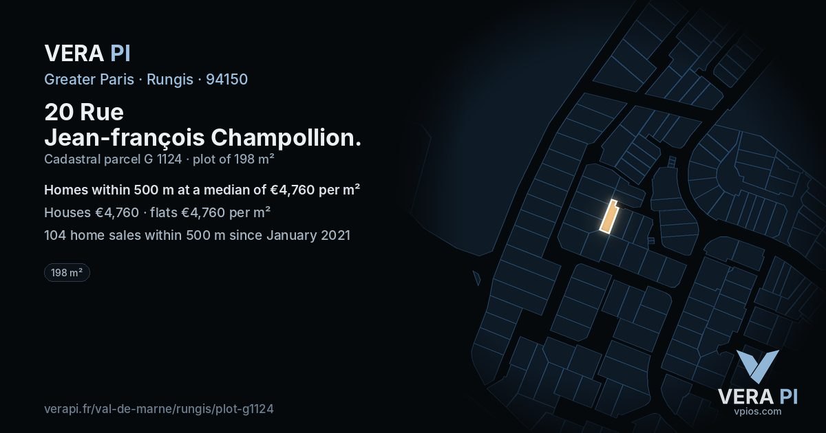 20 Rue Jean-françois Champollion, Rungis at night – the plot lit, the parcels around coloured by the prices near them