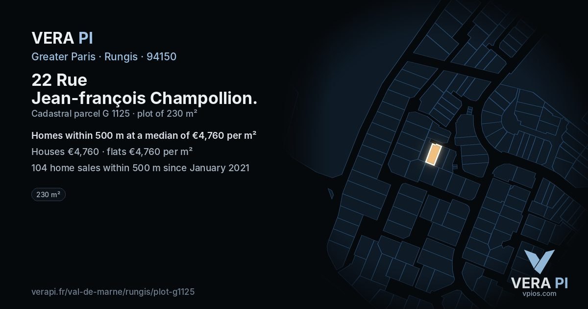 22 Rue Jean-françois Champollion, Rungis at night – the plot lit, the parcels around coloured by the prices near them