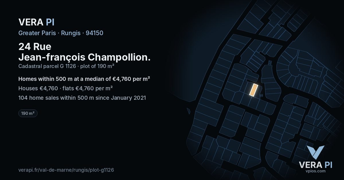 24 Rue Jean-françois Champollion, Rungis at night – the plot lit, the parcels around coloured by the prices near them