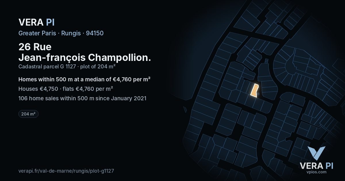 26 Rue Jean-françois Champollion, Rungis at night – the plot lit, the parcels around coloured by the prices near them
