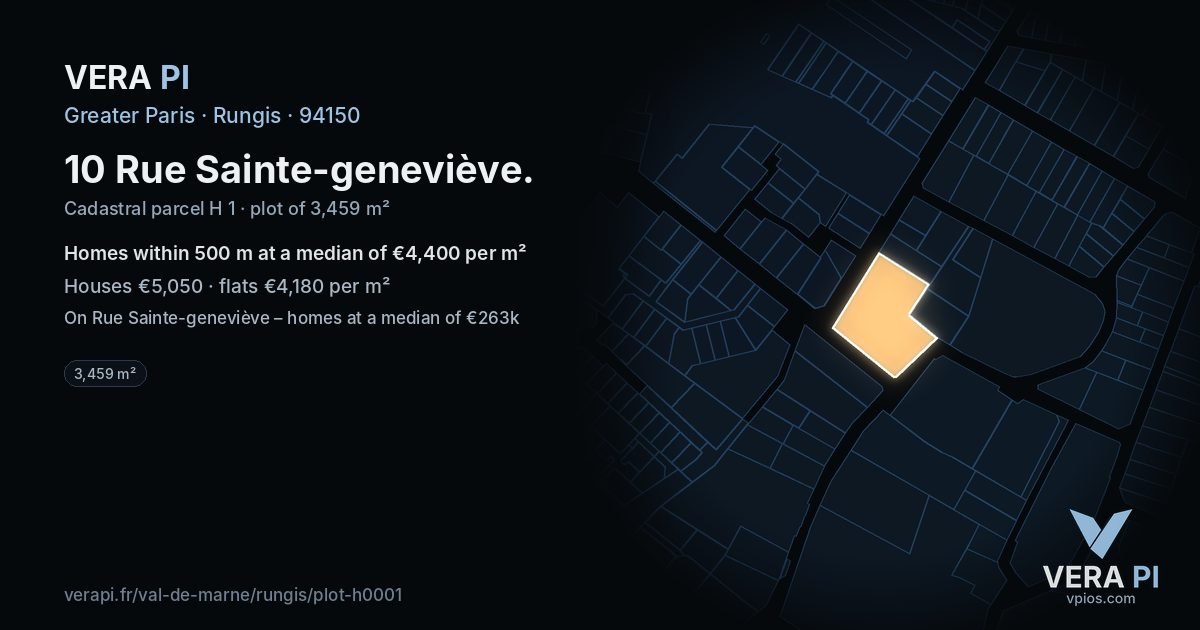 10 Rue Sainte-geneviève, Rungis at night – the plot lit, the parcels around coloured by the prices near them
