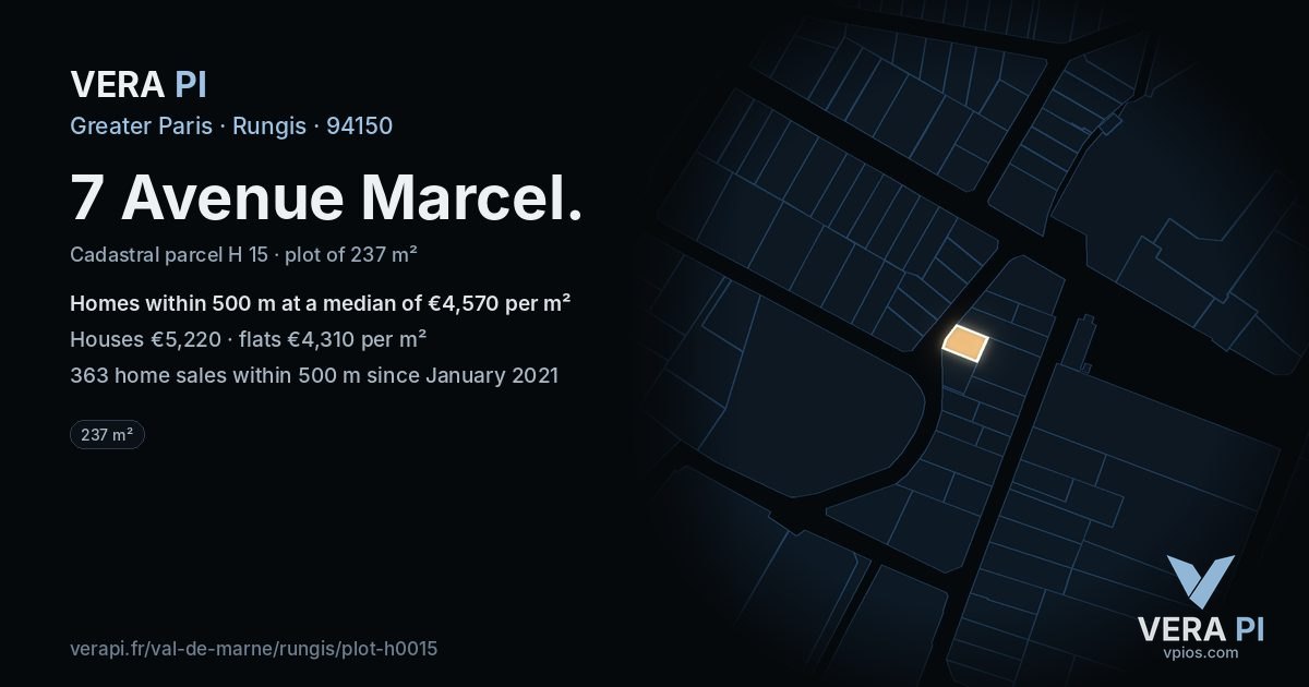 7 Avenue Marcel, Rungis at night – the plot lit, the parcels around coloured by the prices near them