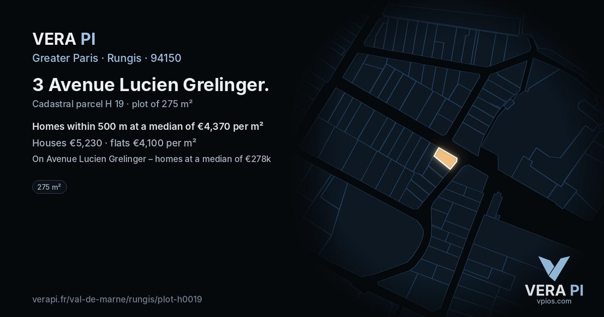 3 Avenue Lucien Grelinger, Rungis at night – the plot lit, the parcels around coloured by the prices near them