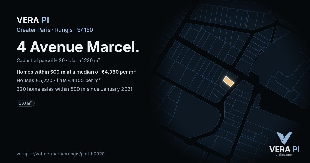 4 Avenue Marcel, Rungis at night – the plot lit, the parcels around coloured by the prices near them