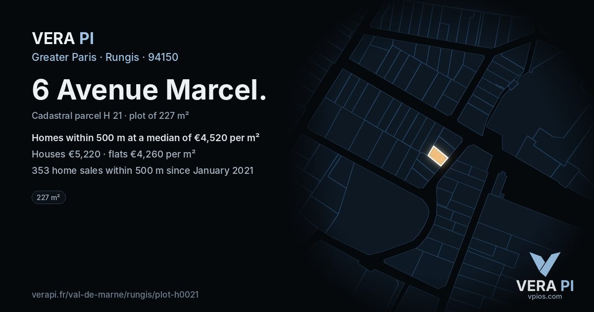 6 Avenue Marcel, Rungis at night – the plot lit, the parcels around coloured by the prices near them