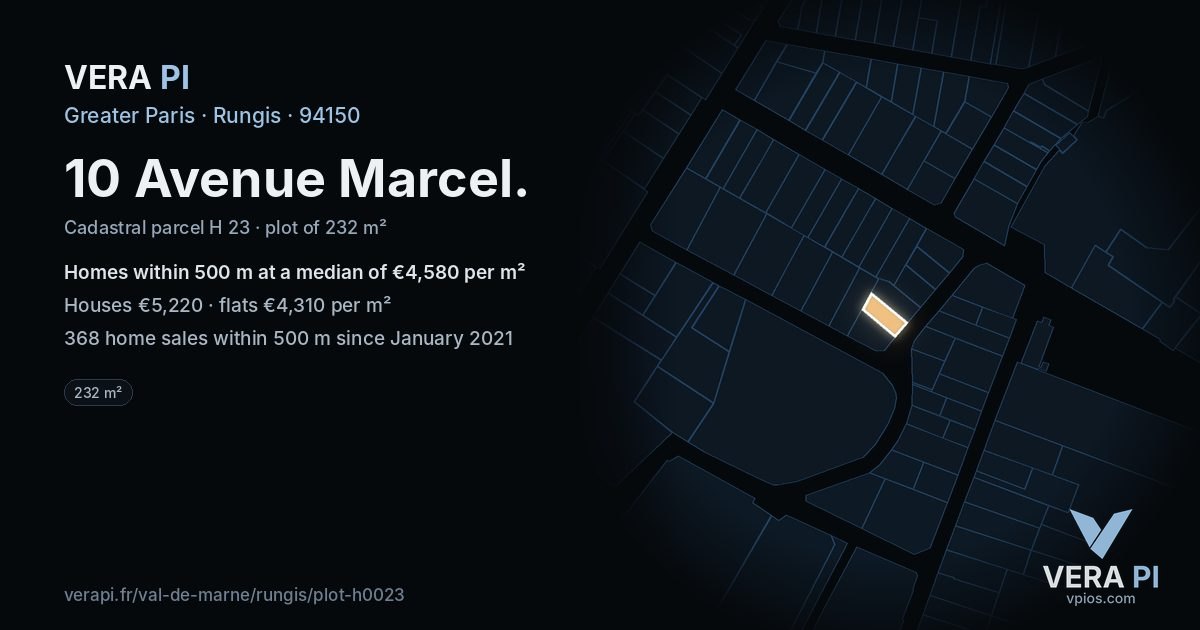 10 Avenue Marcel, Rungis at night – the plot lit, the parcels around coloured by the prices near them