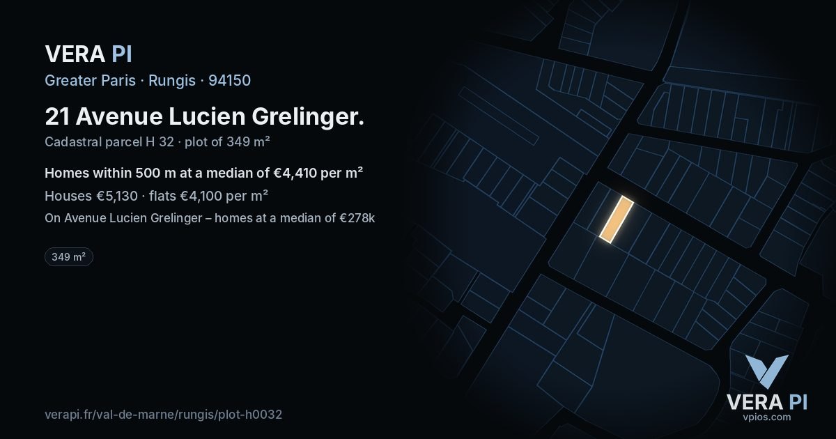 21 Avenue Lucien Grelinger, Rungis at night – the plot lit, the parcels around coloured by the prices near them
