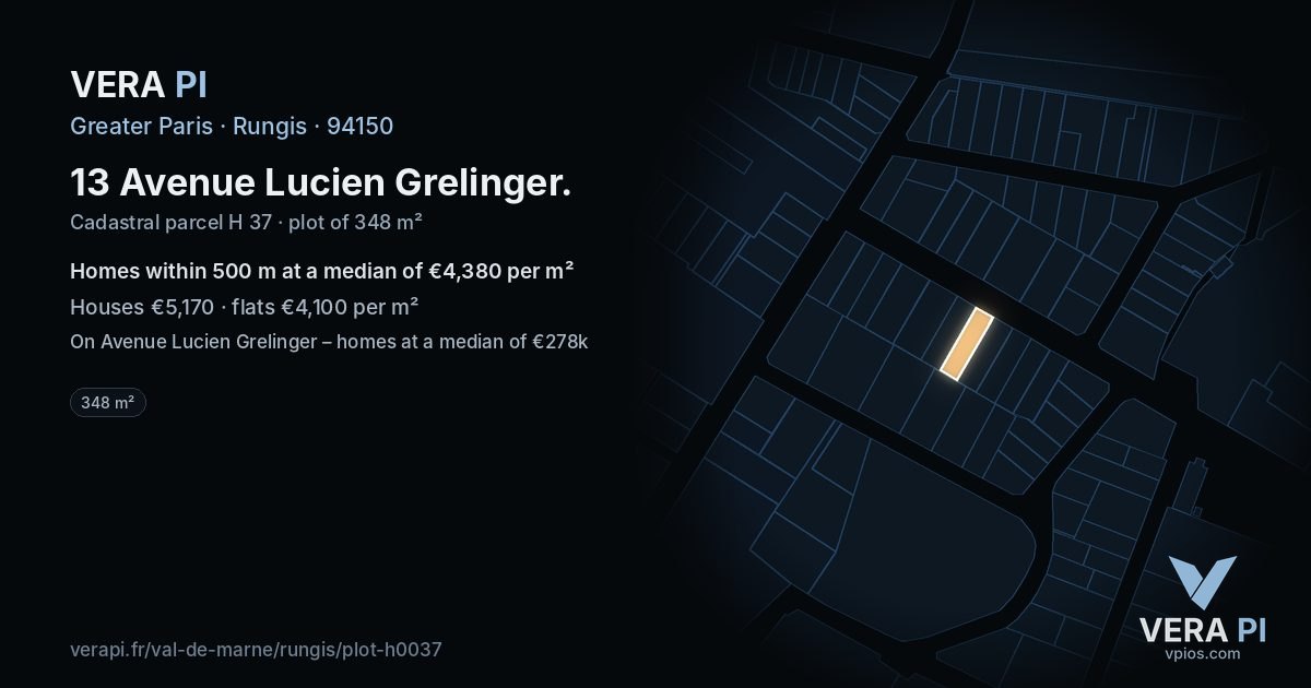 13 Avenue Lucien Grelinger, Rungis at night – the plot lit, the parcels around coloured by the prices near them