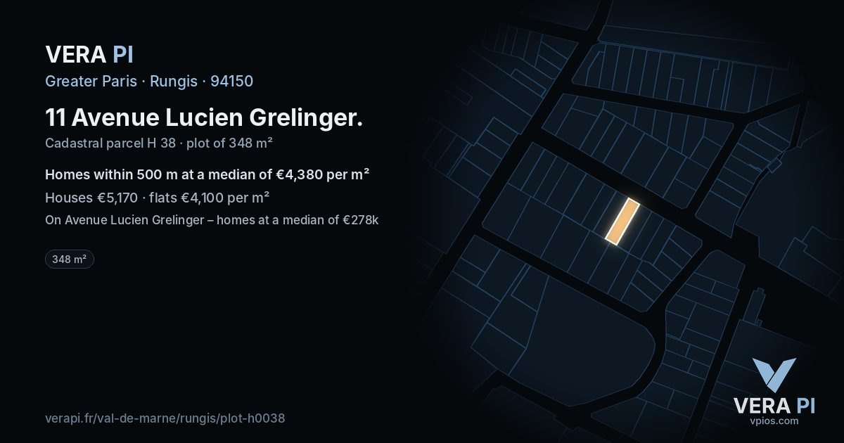 11 Avenue Lucien Grelinger, Rungis at night – the plot lit, the parcels around coloured by the prices near them