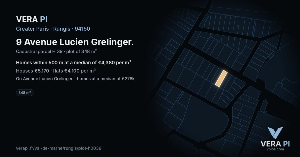 9 Avenue Lucien Grelinger, Rungis at night – the plot lit, the parcels around coloured by the prices near them