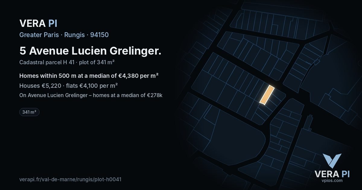 5 Avenue Lucien Grelinger, Rungis at night – the plot lit, the parcels around coloured by the prices near them