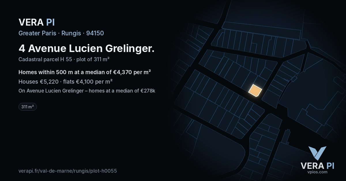 4 Avenue Lucien Grelinger, Rungis at night – the plot lit, the parcels around coloured by the prices near them