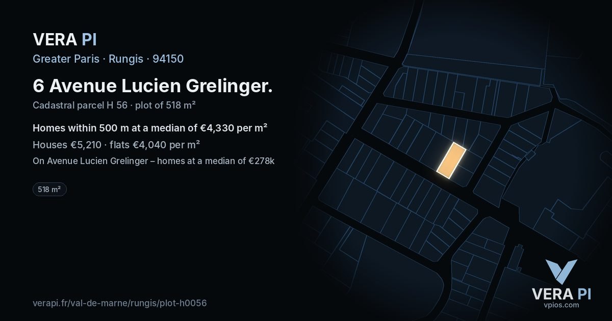 6 Avenue Lucien Grelinger, Rungis at night – the plot lit, the parcels around coloured by the prices near them
