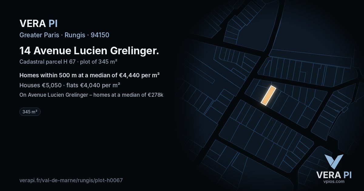 14 Avenue Lucien Grelinger, Rungis at night – the plot lit, the parcels around coloured by the prices near them