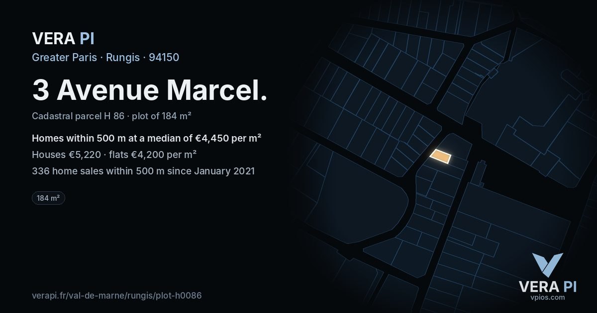 3 Avenue Marcel, Rungis at night – the plot lit, the parcels around coloured by the prices near them