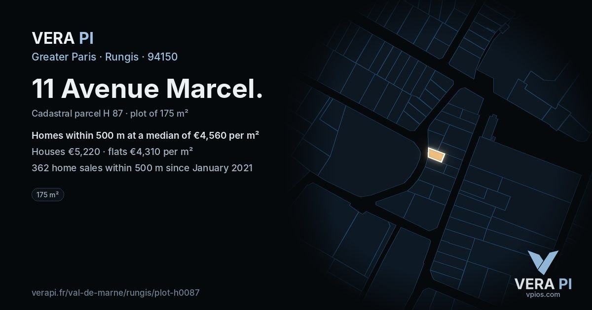 11 Avenue Marcel, Rungis at night – the plot lit, the parcels around coloured by the prices near them