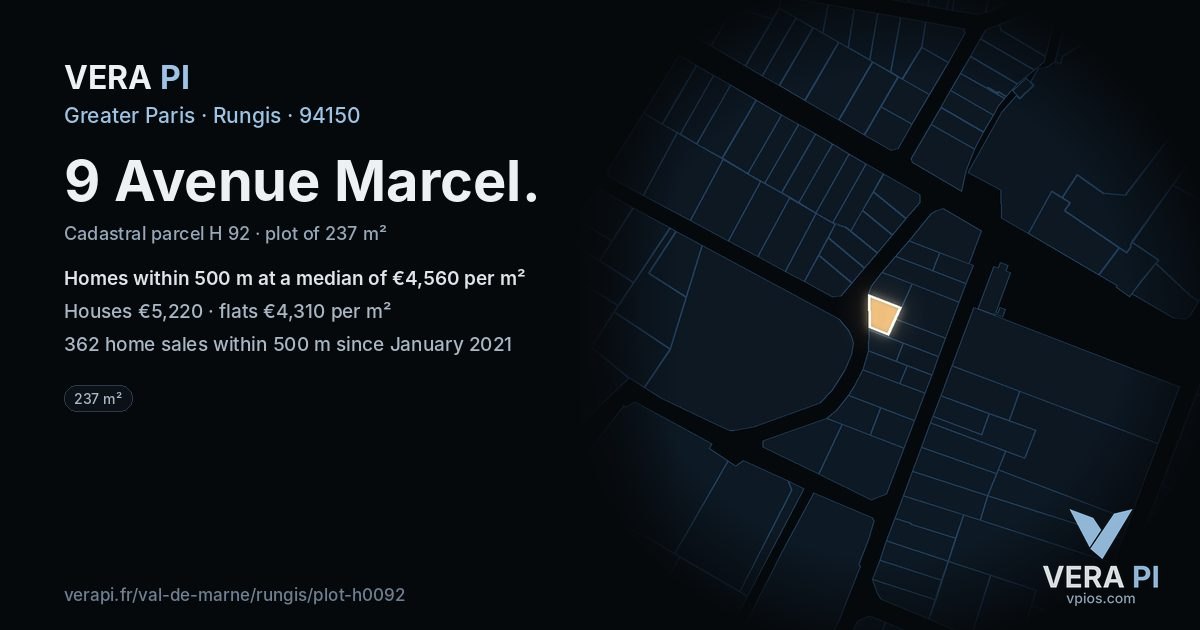 9 Avenue Marcel, Rungis at night – the plot lit, the parcels around coloured by the prices near them