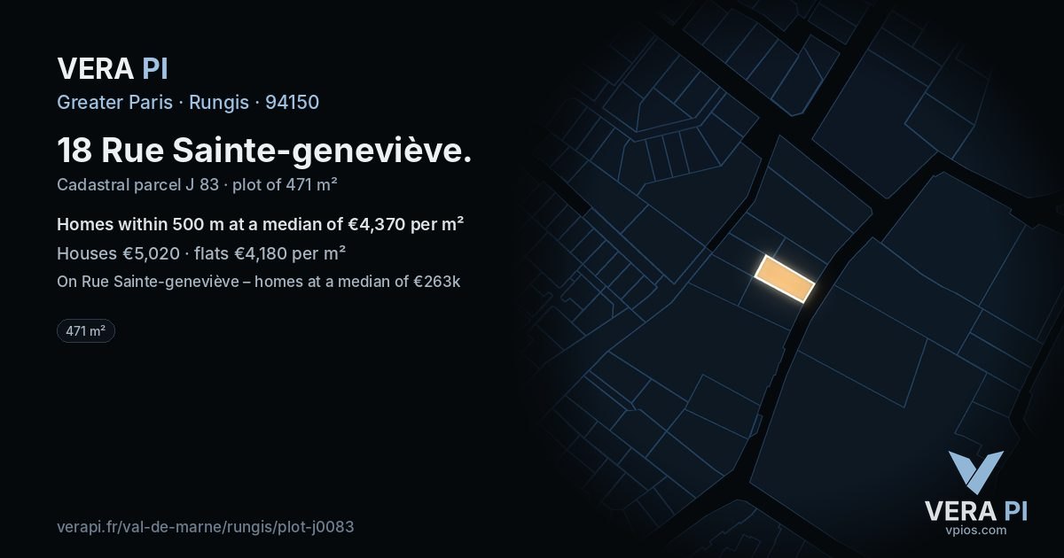 18 Rue Sainte-geneviève, Rungis at night – the plot lit, the parcels around coloured by the prices near them