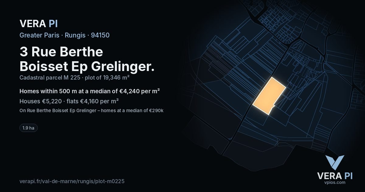 3 Rue Berthe Boisset Ep Grelinger, Rungis at night – the plot lit, the parcels around coloured by the prices near them