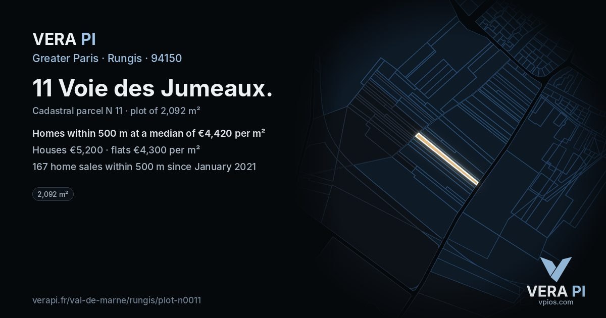 11 Voie des Jumeaux, Rungis at night – the plot lit, the parcels around coloured by the prices near them