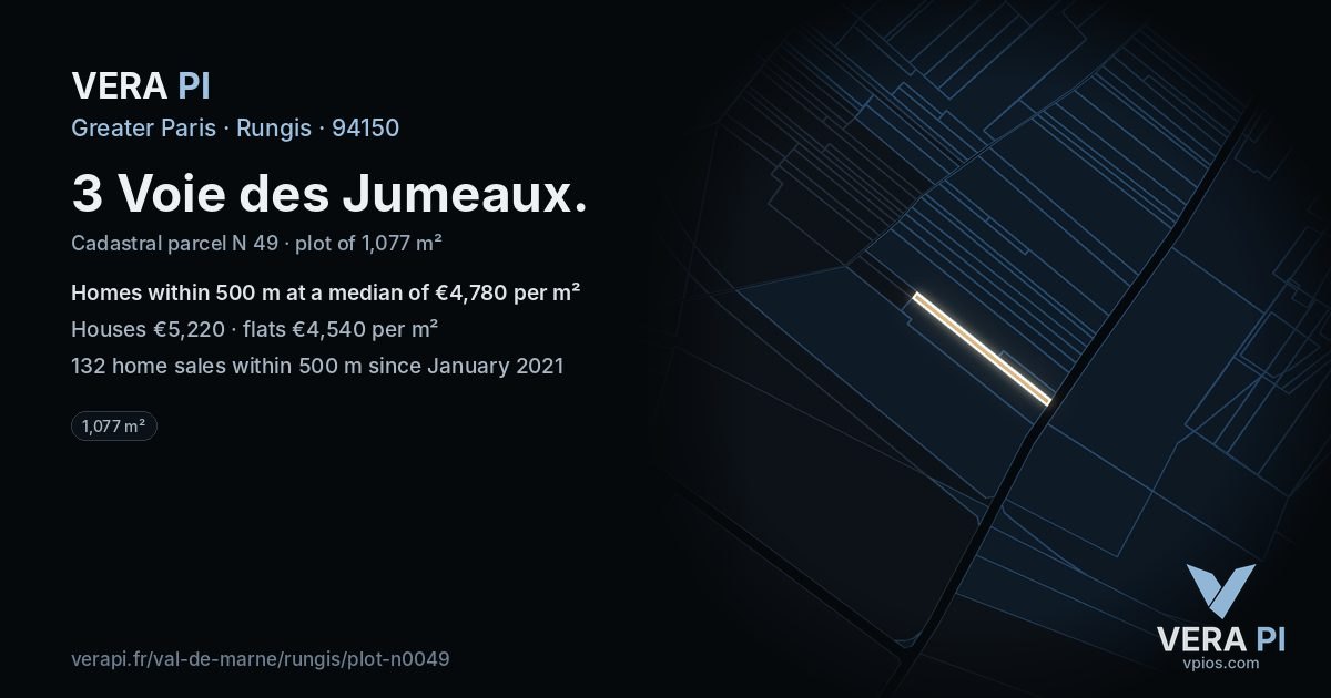 3 Voie des Jumeaux, Rungis at night – the plot lit, the parcels around coloured by the prices near them