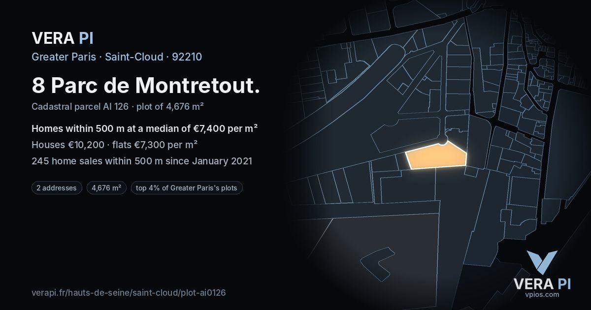 8 Parc de Montretout, Saint-Cloud at night – the plot lit, the parcels around coloured by the prices near them