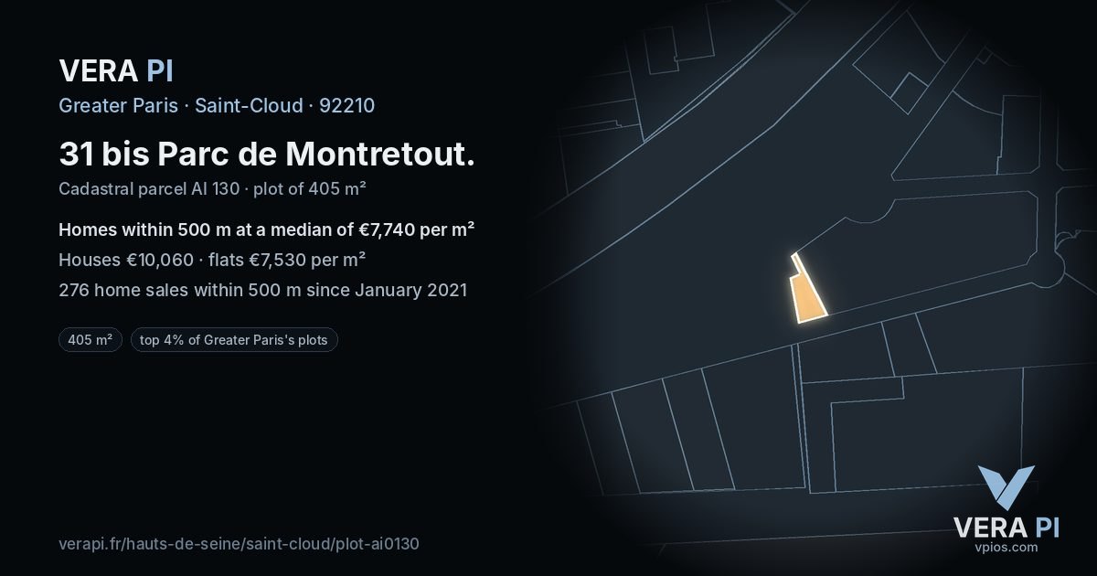 31 bis Parc de Montretout, Saint-Cloud at night – the plot lit, the parcels around coloured by the prices near them