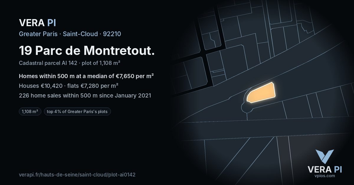 19 Parc de Montretout, Saint-Cloud at night – the plot lit, the parcels around coloured by the prices near them