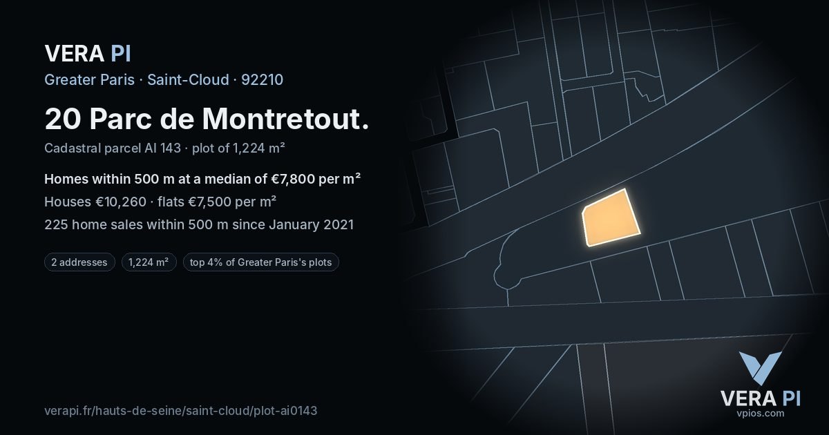 20 Parc de Montretout, Saint-Cloud at night – the plot lit, the parcels around coloured by the prices near them
