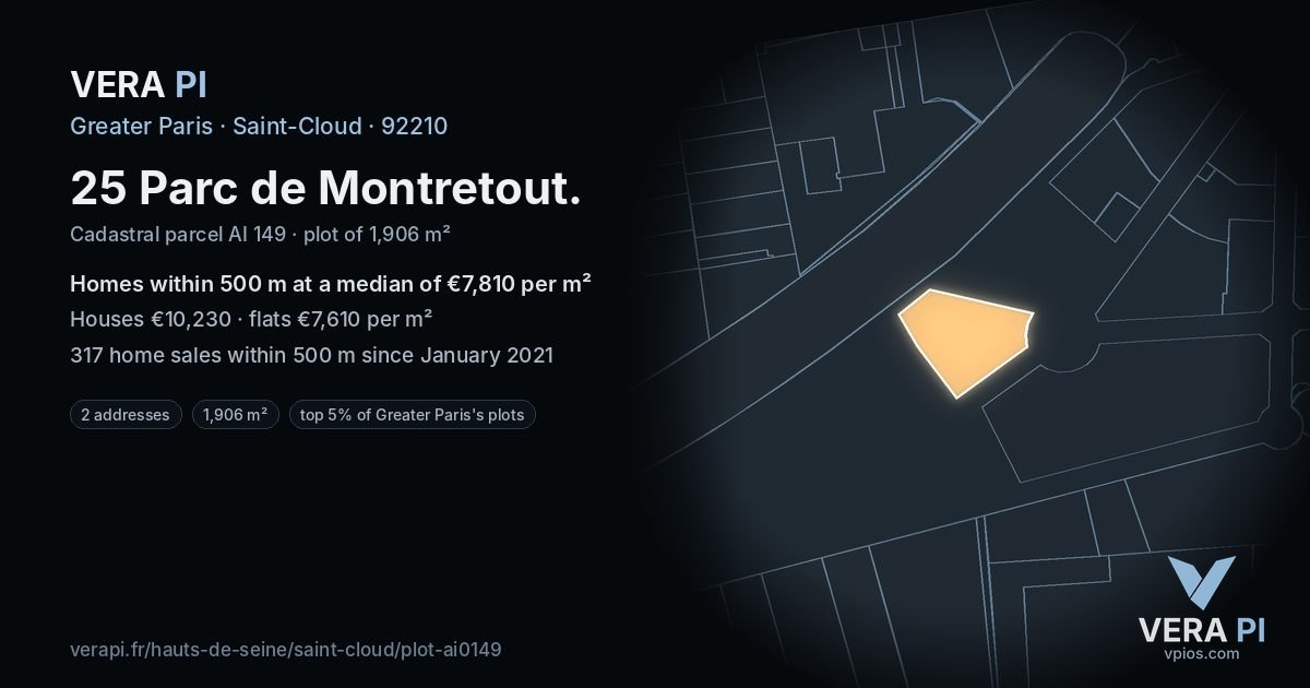 25 Parc de Montretout, Saint-Cloud at night – the plot lit, the parcels around coloured by the prices near them