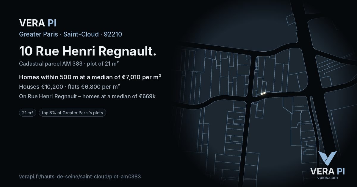 10 Rue Henri Regnault, Saint-Cloud at night – the plot lit, the parcels around coloured by the prices near them
