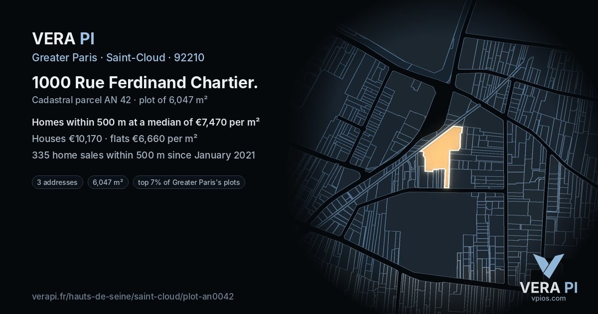 1000 Rue Ferdinand Chartier, Saint-Cloud at night – the plot lit, the parcels around coloured by the prices near them