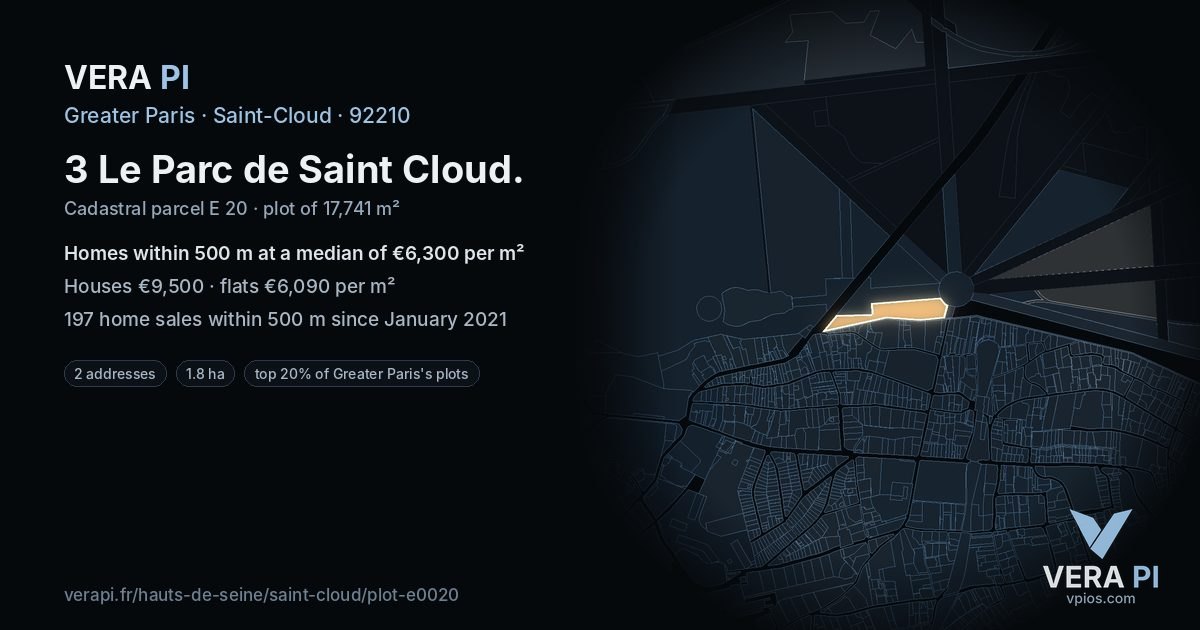 3 Le Parc de Saint Cloud, Saint-Cloud at night – the plot lit, the parcels around coloured by the prices near them