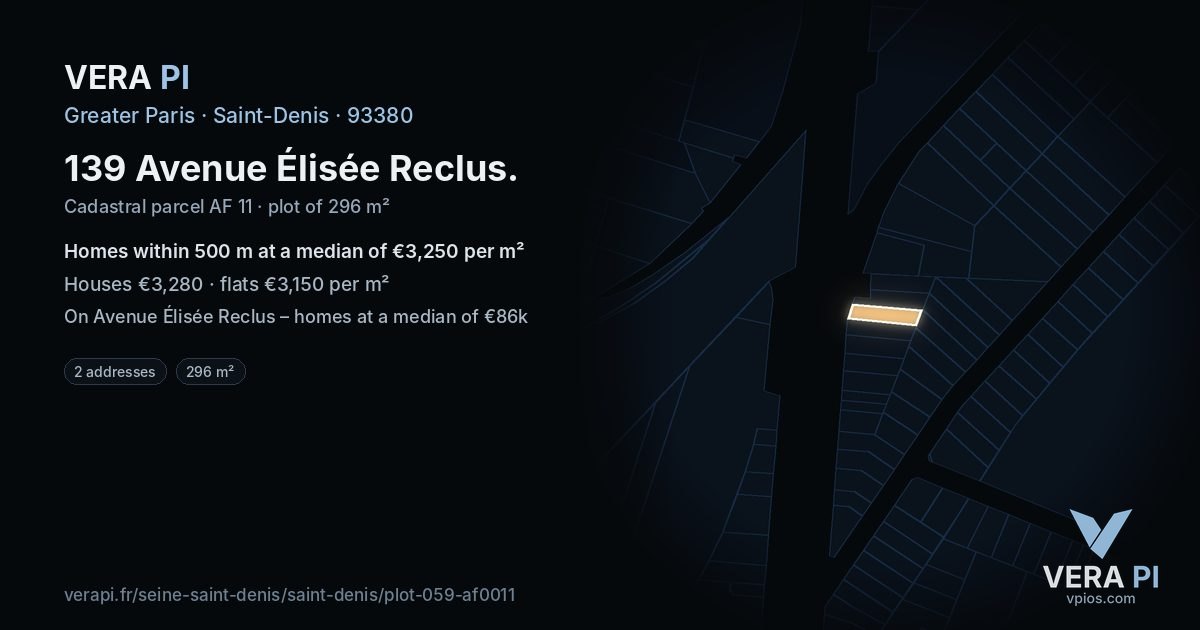 139 Avenue Élisée Reclus, Saint-Denis at night – the plot lit, the parcels around coloured by the prices near them