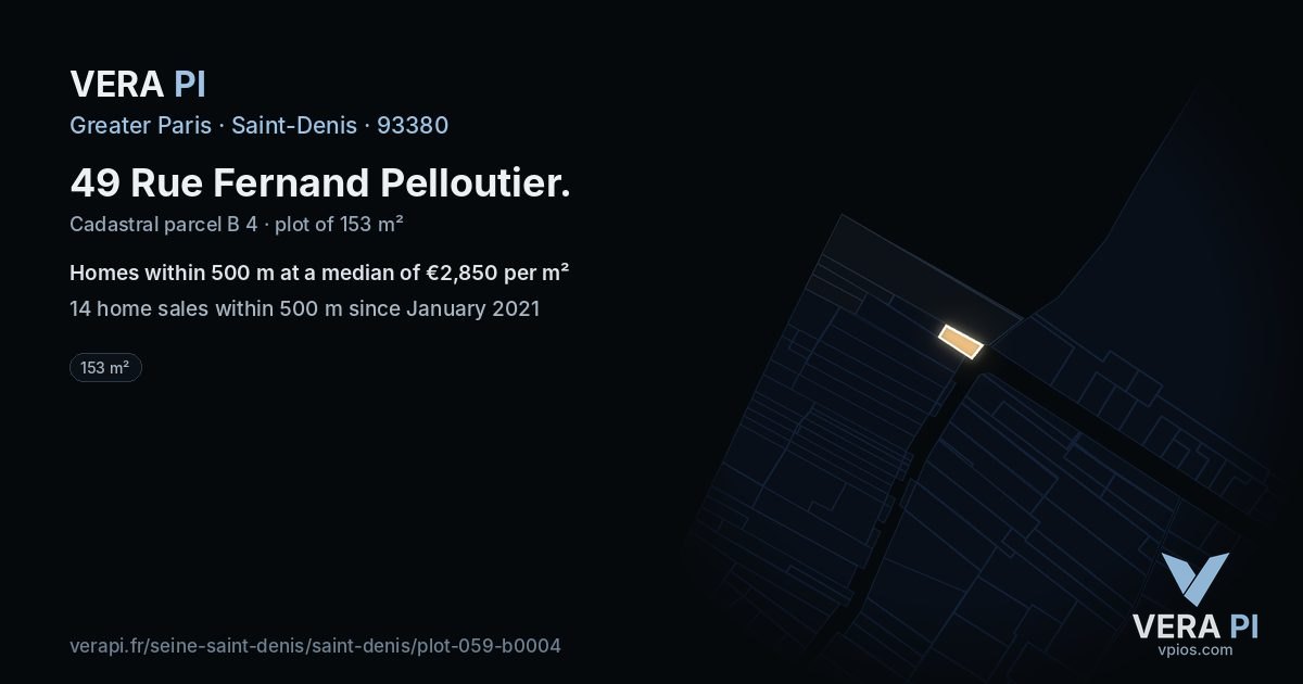 49 Rue Fernand Pelloutier, Saint-Denis at night – the plot lit, the parcels around coloured by the prices near them