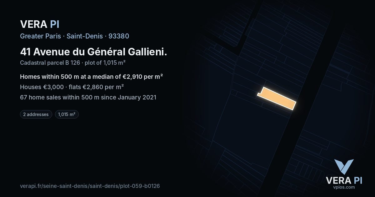 41 Avenue du Général Gallieni, Saint-Denis at night – the plot lit, the parcels around coloured by the prices near them