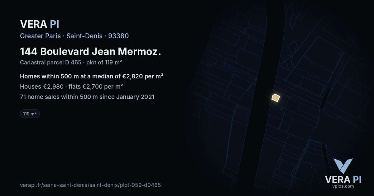 144 Boulevard Jean Mermoz, Saint-Denis at night – the plot lit, the parcels around coloured by the prices near them