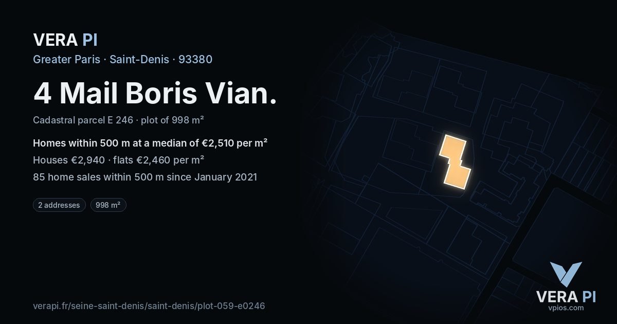 4 Mail Boris Vian, Saint-Denis at night – the plot lit, the parcels around coloured by the prices near them