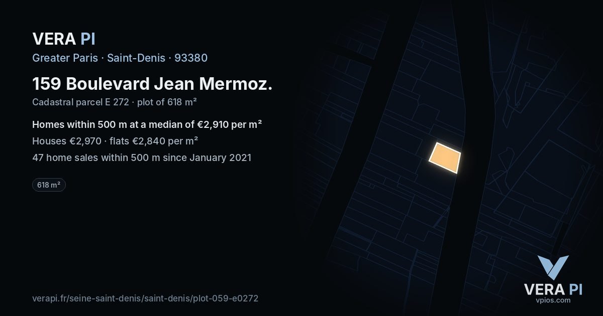 159 Boulevard Jean Mermoz, Saint-Denis at night – the plot lit, the parcels around coloured by the prices near them