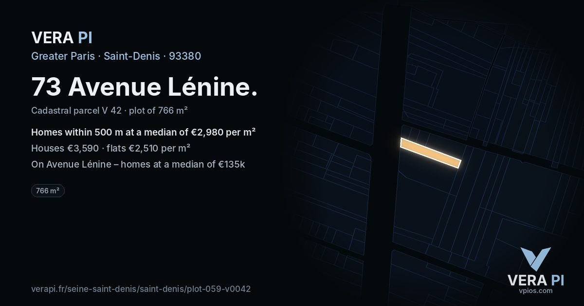 73 Avenue Lénine, Saint-Denis at night – the plot lit, the parcels around coloured by the prices near them