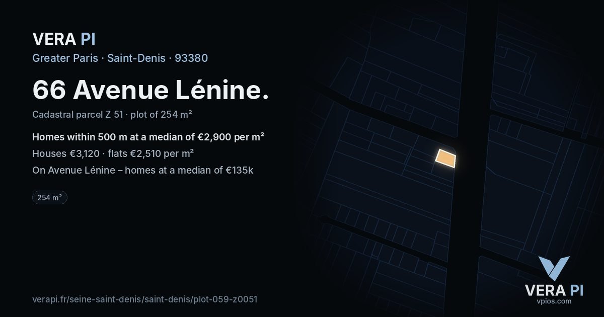 66 Avenue Lénine, Saint-Denis at night – the plot lit, the parcels around coloured by the prices near them