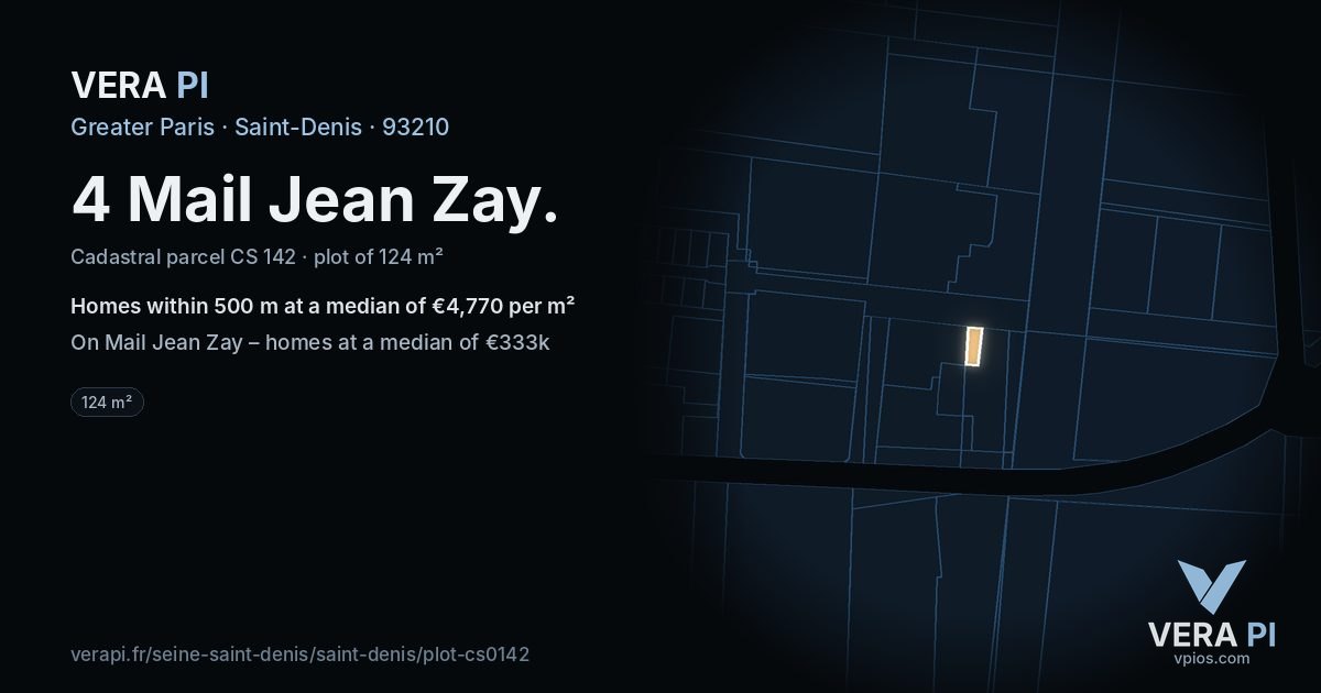 4 Mail Jean Zay, Saint-Denis at night – the plot lit, the parcels around coloured by the prices near them