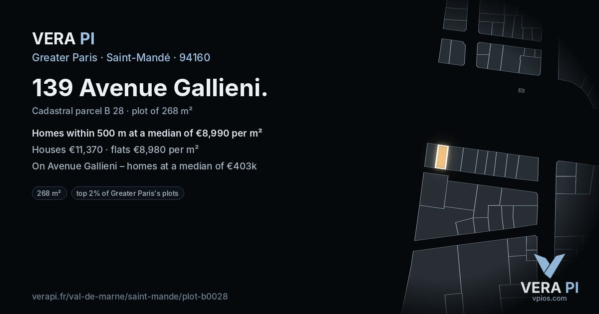 139 Avenue Gallieni, Saint-Mandé at night – the plot lit, the parcels around coloured by the prices near them
