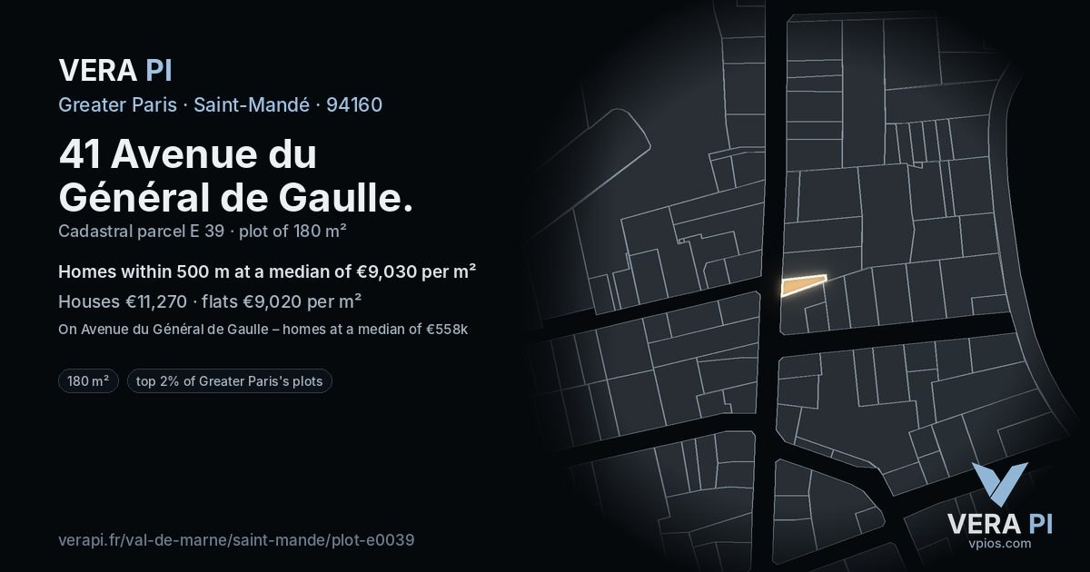 41 Avenue du Général de Gaulle, Saint-Mandé at night – the plot lit, the parcels around coloured by the prices near them