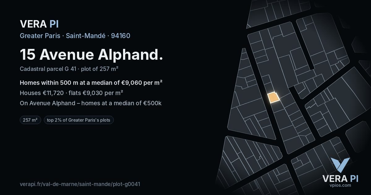 15 Avenue Alphand, Saint-Mandé at night – the plot lit, the parcels around coloured by the prices near them