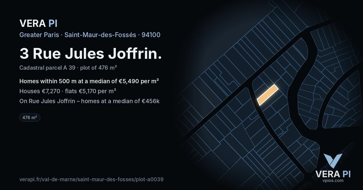 3 Rue Jules Joffrin, Saint-Maur-des-Fossés at night – the plot lit, the parcels around coloured by the prices near them