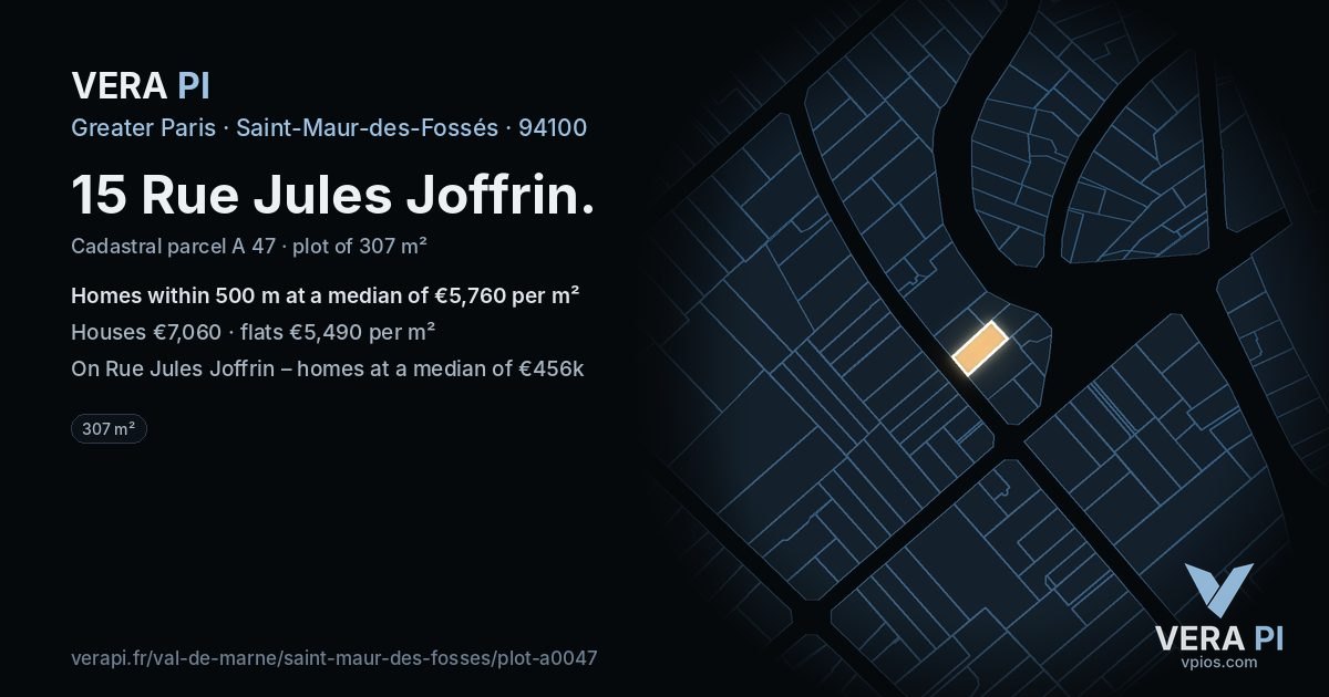 15 Rue Jules Joffrin, Saint-Maur-des-Fossés at night – the plot lit, the parcels around coloured by the prices near them